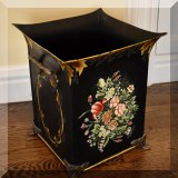 D38. Painted waste bin. 